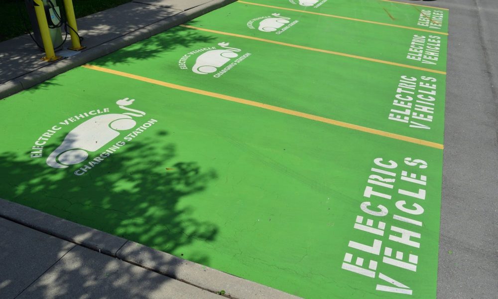 EV charging stations in parking lot