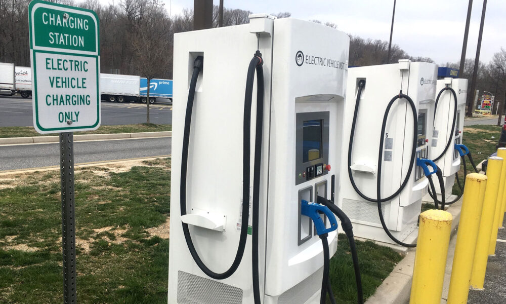 Fast Electric Vehicle charging stations along I-95 in Maryland.