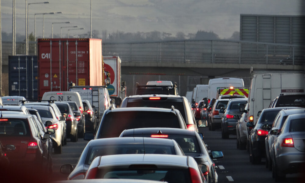 A traffic jam on the highway