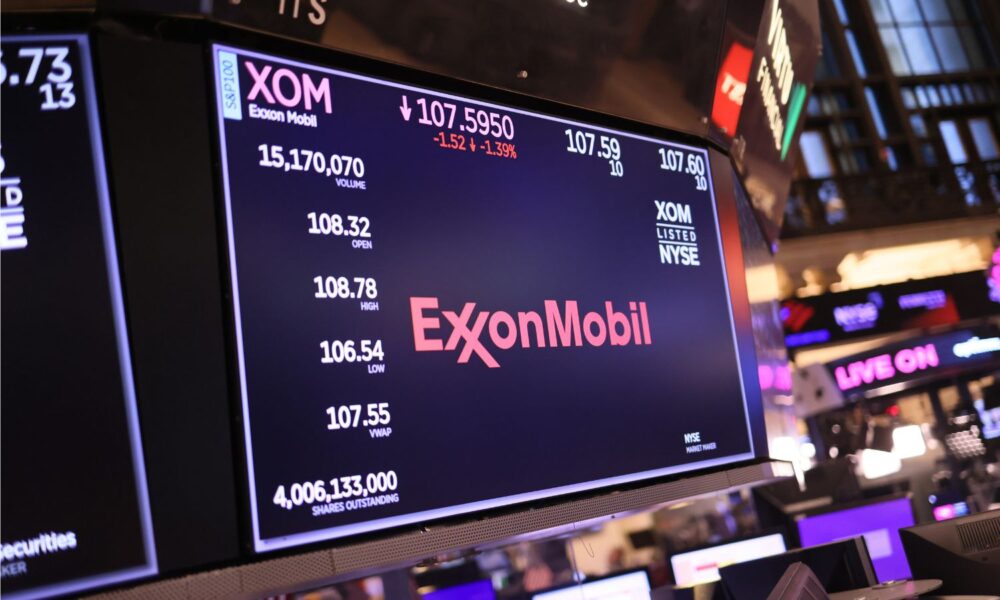 ExxonMobil on a financial stock computer screen