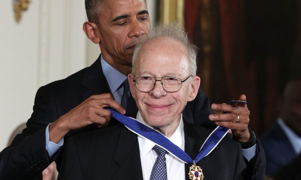 U.S. President Barack Obama presents the Presidential Medal of Freedom to physicist Richard Garwin during an East Room ceremony at the White House November 22, 2016 in Washington, DC.