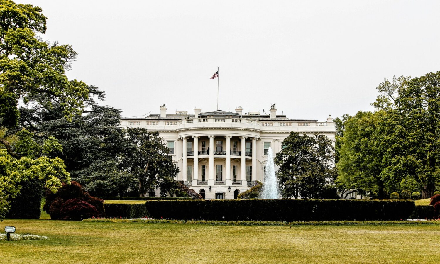 a view of the White House from the National Mall.