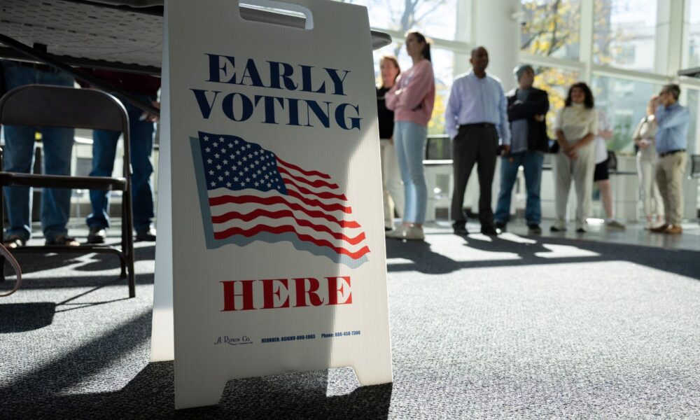 Voters in Stamford, CT, line up to vote early in 2024, at a polling station