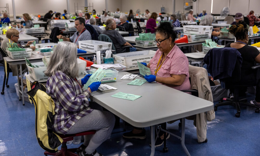 election workers count ballots