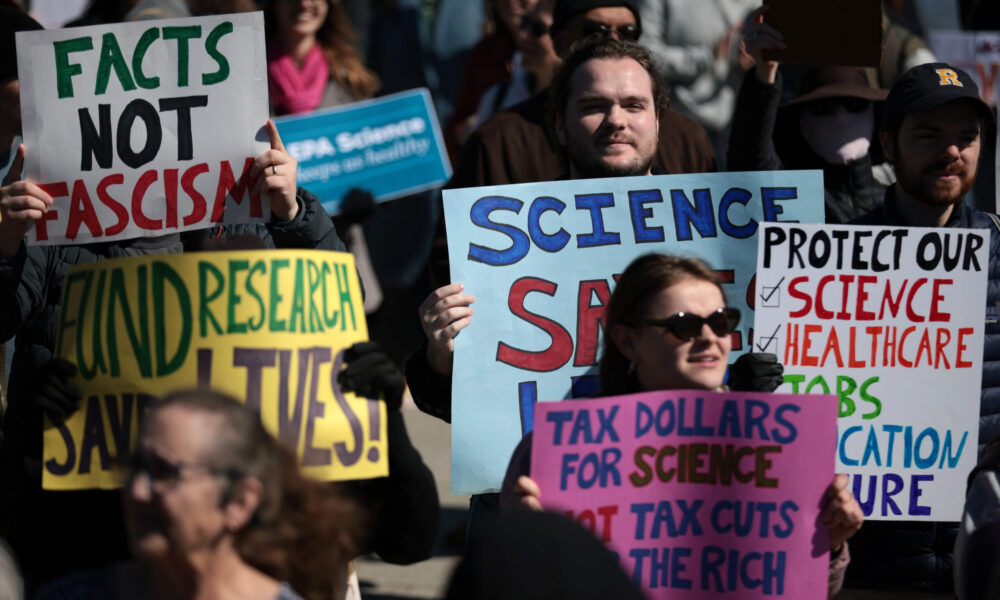 science supporters attending a march