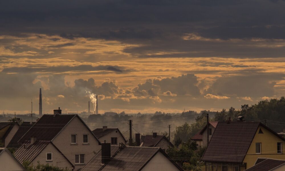 smokestacks behind